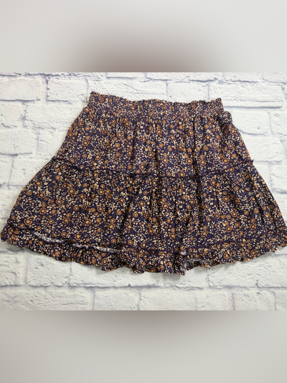 Anthropologie Bishop+Young Skirt. Purple/Gold/Orange Floral. Fall Skirt.Medium.